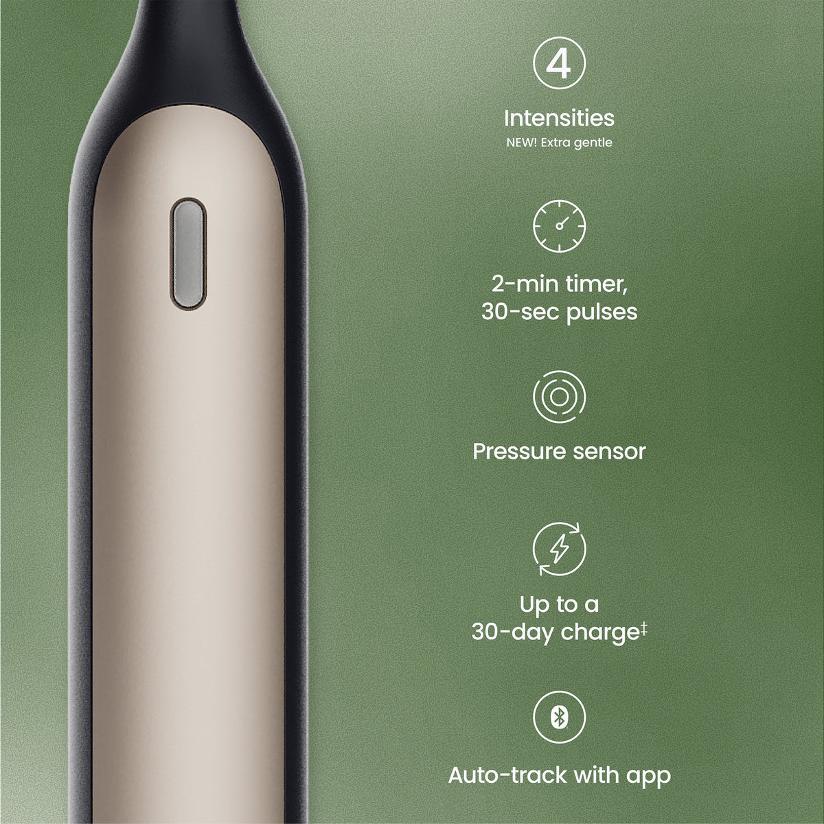 Electrical device with features listed on a green background